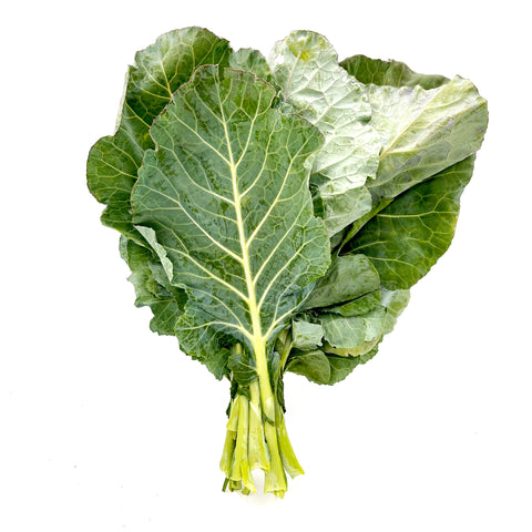 Freshly harvested Collard Greens from 4Roots Farm Campus in Orlando, bundled and ready for cooking