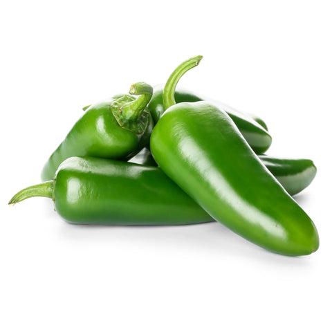 Locally grown jalapeños from 4Roots Farm Campus, vibrant green peppers harvested fresh using organic practices