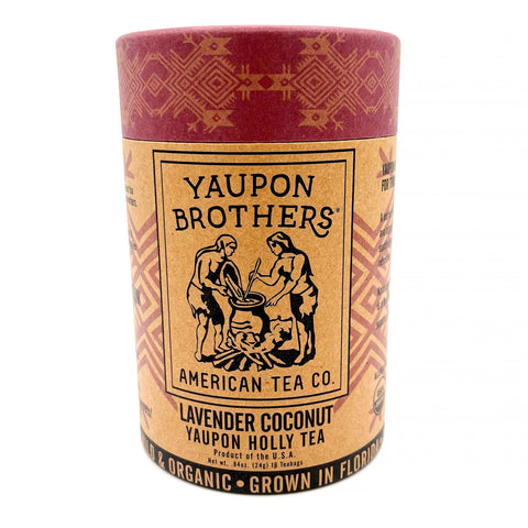 Lavender Coconut tea blend in eco-friendly packaging on a white background – a soothing herbal tea with floral lavender notes and creamy coconut flavor