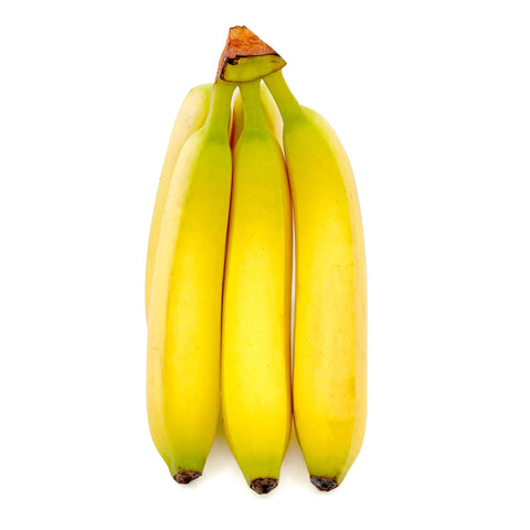 Bunch of ripe organic bananas with vibrant yellow peels, ready to eat or use in smoothies and baking.