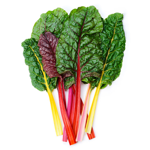 Locally grown Rainbow Swiss Chard from the 4Roots Farm Campus in Orlando, FL, cultivated using organic practices; vibrant, nutrient-rich leafy greens perfect for healthy cooking.