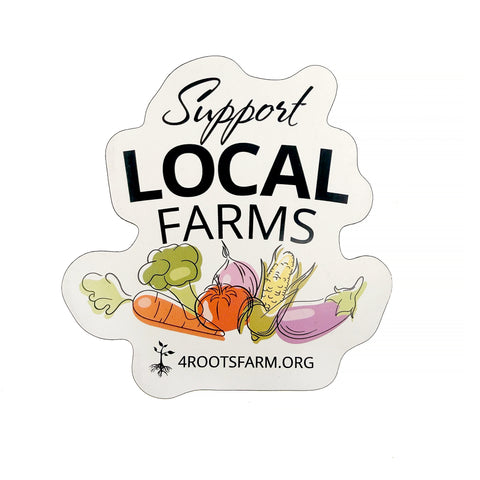 4Roots Support Local Farms magnet with hand drawn vegetable illustrations