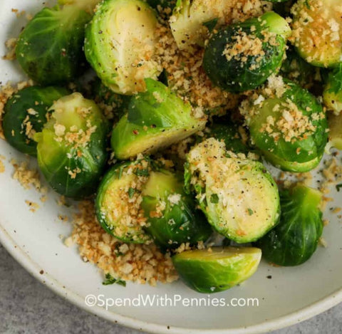 Steamed Brussels Sprouts with Crispy Crumbs