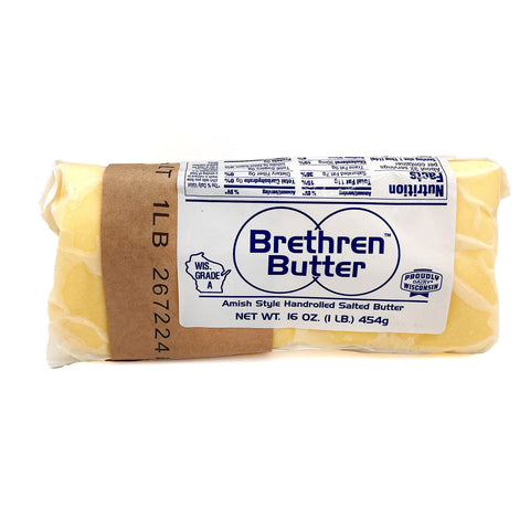 Lake Meadow Naturals Amish-style salted butter by Brethren Butter – rich, creamy, and small-batch churned for premium flavor. Made with farm-fresh ingredients, perfect for spreading, cooking, and baking.