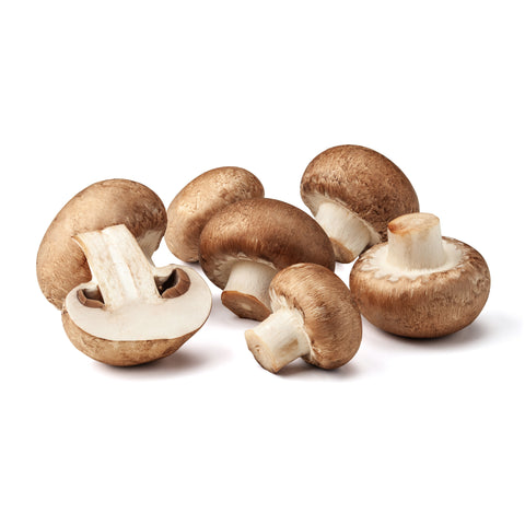 Fresh Certified Organic Baby Bella Mushrooms in an 8 oz container – rich, earthy, and perfect for cooking.