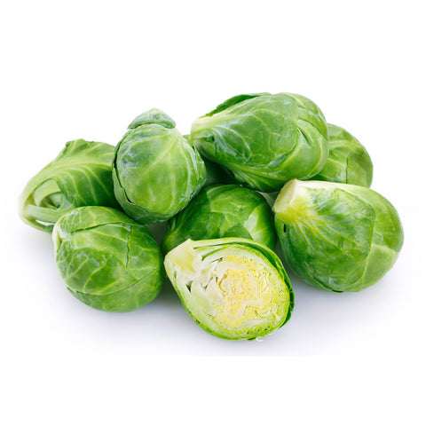 Close-up of fresh organic Brussels sprouts in a basket, vibrant green and ready to cook