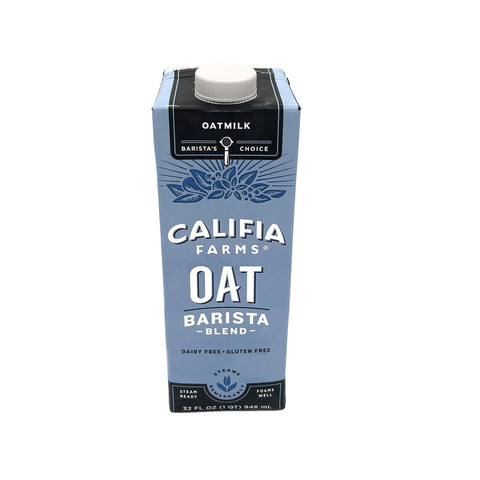 Califia Farms Oatmilk Barista Blend 32 oz carton – dairy-free, vegan oat milk made for frothing and steaming in lattes and coffee drinks