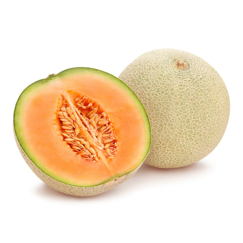 Fresh organic cantaloupe with sweet, juicy orange flesh — perfect for healthy snacking, smoothies, and salads.