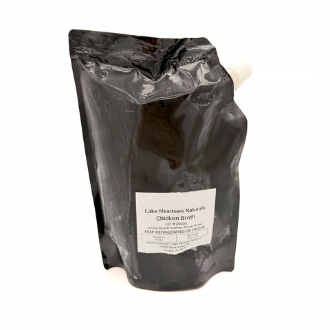 Local Lake Meadow Naturals chicken broth for soups, stews, sauces and cooking