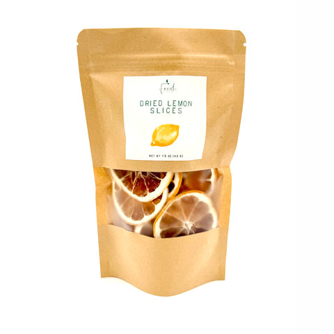 1.5 oz: 1.5 oz package of dried lemon slices made from real dehydrated lemons for drinks, cocktails, tea, and garnishes