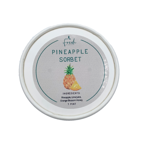 Fresh tropical pineapple sorbet with honey and lime made with simple, natural ingredients