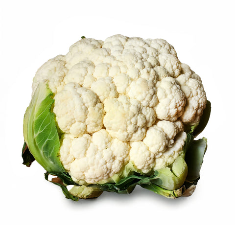 Fresh by 4Roots organic cauliflower - farm-fresh, sustainably grown, and pesticide-free. Crisp white head with green leaves, perfect for healthy recipes, plant-based meals, and nutritious cooking.